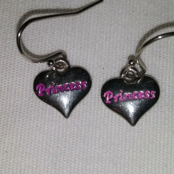 PINK LETTER "A" w/PRINCESS CHARM NECKLACE AND PRINCESS CHARM EARRINGS CA 00691 - Picture 12 of 12